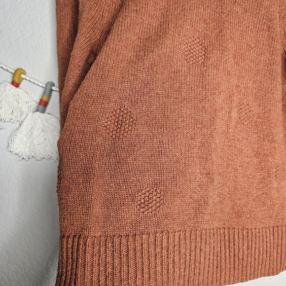 Madewell Dotted Eaton Puff Sleeve Cotton Merino Wool Yarn Sweater Redwood Boho S - Picture 8 of 11